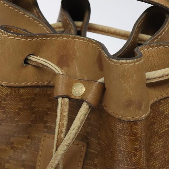 CELINE Macadam Canvas Shoulder Bag PVC Brown Gold Auth...